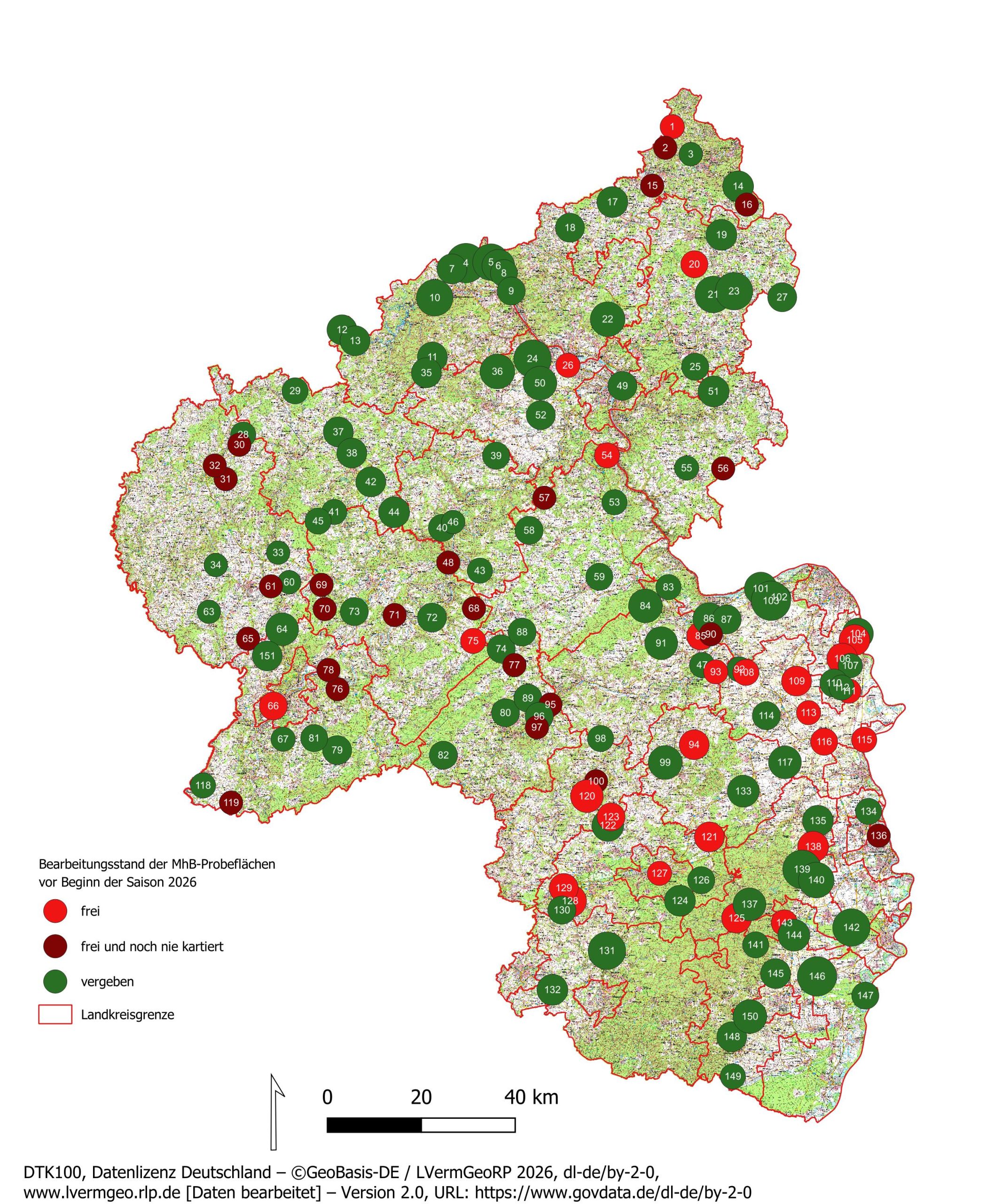 Karte Vergabestand MhB-Probeflächen